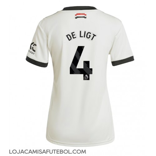 Camisa de Futebol Manchester United Matthijs de Ligt #4 Equipamento Alternativo Mulheres 2024-25 Manga Curta